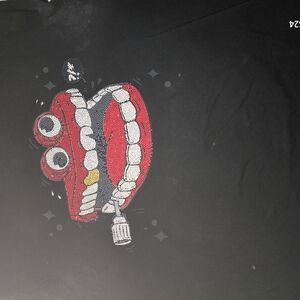 Black T-Shirt with Red Cartoon Graphic